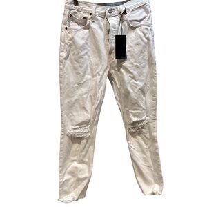 RE/DONE Redone 70S STOVE PIPE JEAN WHITE DESTROYED Size 26